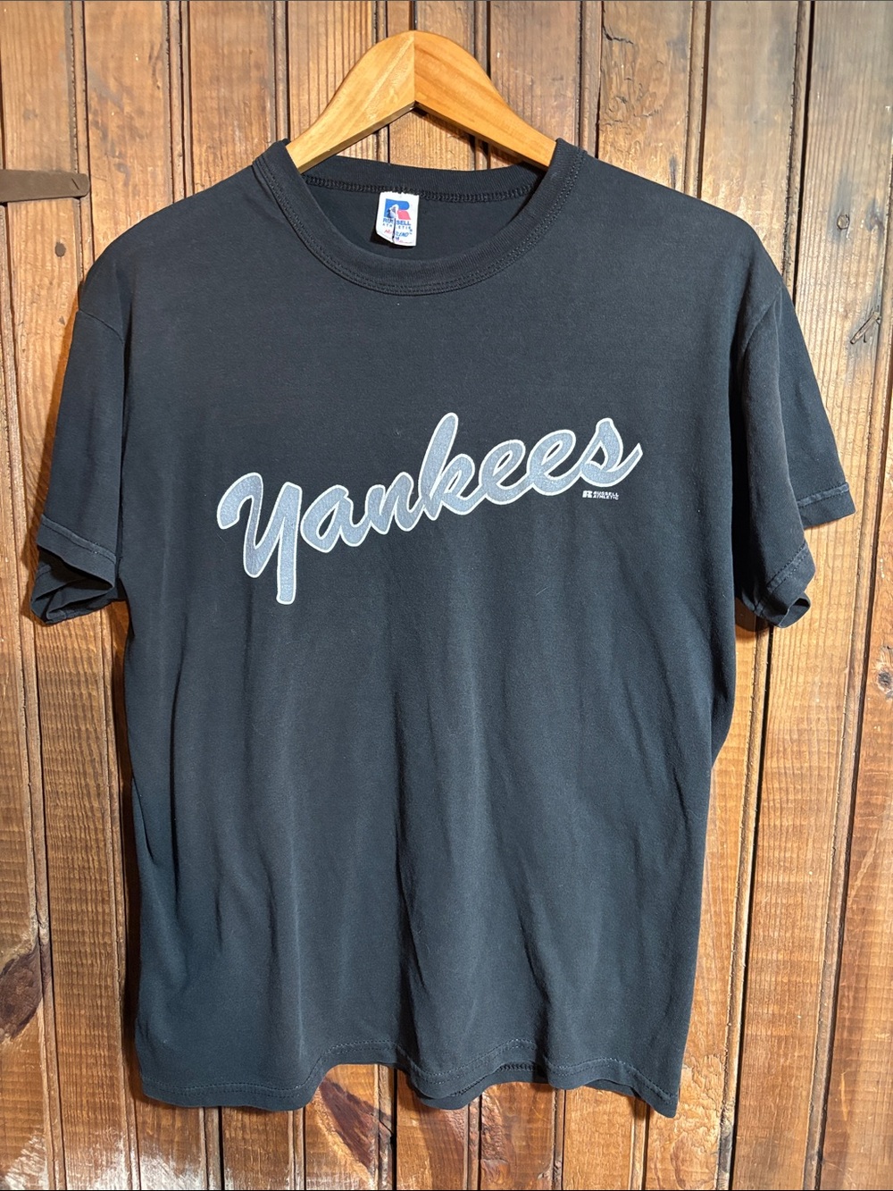 Yankees Black Russell Graphic Tee - Classic Script Logo